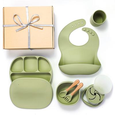 China 100% Eco-Friendly Amazon Tableware Kid Toddler Hot Foods Feeding Divided Silicone Suction Dish Baby Dining Dishes Kids Dinnerware Set for sale