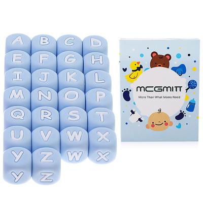 China New Arrival Fashion Alphabet Silicone Eco-friendly Material Teething Beads Wholesale Bpa Free Baby Silicone Letter Beads for sale