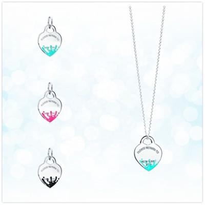 China Tiff Wholesale Famous Brand Jewelry 925 Sterling Silver Women Box Necklace For Drop FASHIONABLE Red Blue Clavicle Enamel Fine Tiff for sale