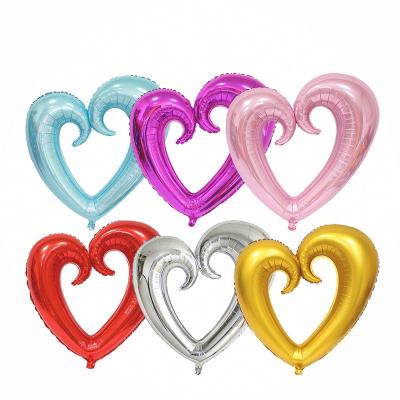 China Decorations 100cm*108cm Large Crochet Heart Shape Foil Balloons Heart Balloon Wedding Party Decorations Balloons for sale