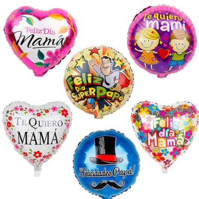 China 18icn Decorations Heart Around Father Mother's Day Foil Balloon Party Decoration Supplies Spanish Happy Globos for sale