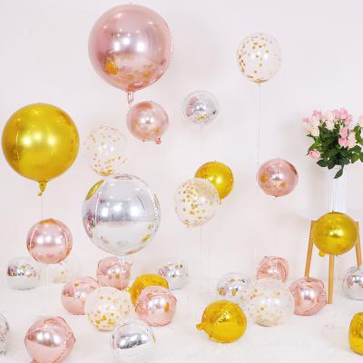 China New 18inch Chrome Glossy 4D Metal Bubble Gold Silver Wedding Birthday Party Decoration Balloons Helium Balloon for sale