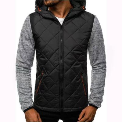 China Breathable Men Customized Diamond Fleece Sleeve Hoodie OEM Logo Leisure Quilting Winter Jacket for sale