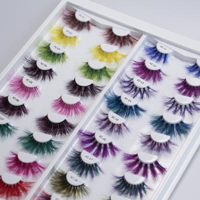 China High Quality Criss-Cross Lashes Custom Packaging Mink Full Strip Lashes Private Label Box 25mm Color Eyelash for sale