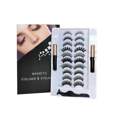 China magnet_eyelash natural individual boxes private label vegan 8d long magnetic eyelashes with eyeliner 10 pairs set for sale