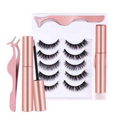 China Long 2021 Magnetic Handmade Private Label Lashes And Natural Magnetic Eyeliner Kits 5 Pairs for sale