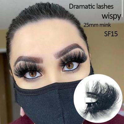 China Wholesale Soft Natural 3D Long Messy Eyelashes 25mm Mink Lashes With Dramatic Fluffy Packaging for sale