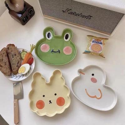 China Cutelife Viable Korean Cartoon Animal Ceramic Dishes Children's Fruit Bowls And Plates Hot Snacks Porcelain Dishes for sale