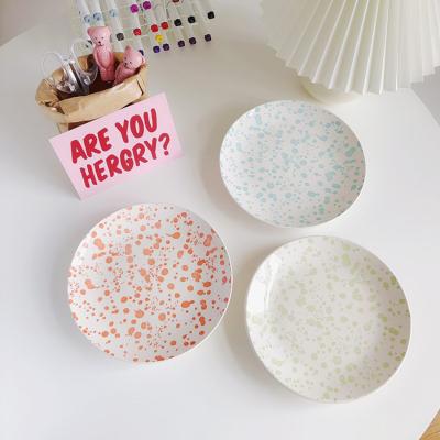 China Sustainable CuteLife Factory Direct Round Ceramic Cake Plates Decor Kitchen Coffee Tray Wedding Dining Table Dessert Dishes for sale