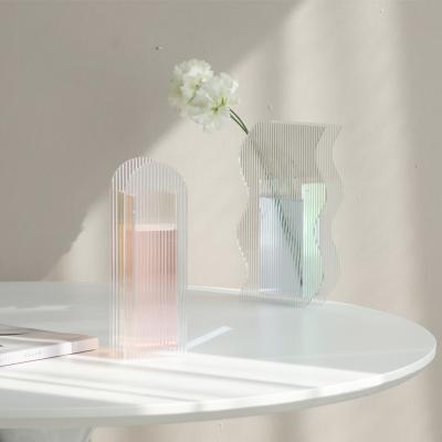 China Cutelife Nordic Modern Style Clear Clear Acrylic Colorful Flower Decorate Vase for sale