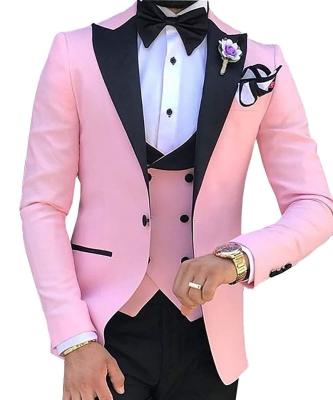 China Pants suits 2022 foreign trade wedding banquet suit three-piece suit male plus size pink business casual suit groom groomsmen for sale