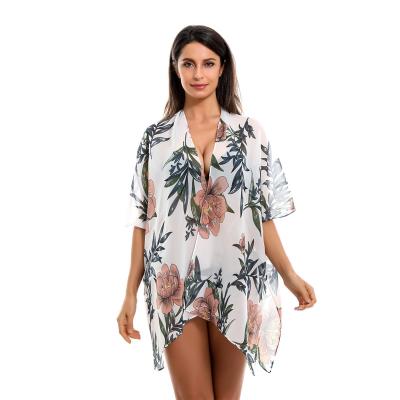 China Breathable Bikini Sunscreen Blouse Swimwear Kimono Short Cardigan for sale