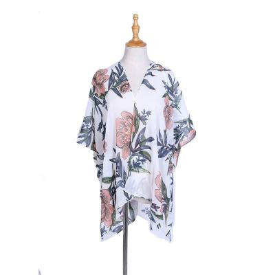 China Breathable European and American spring and summer flower pattern kimono cardigan for sale