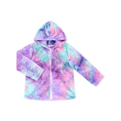 China Plus Size Baby Winter Coat Warm Hooded Match Pockets Fashion Popular Tie Dyed Coat For Baby Double Zipper Baby Coat for sale