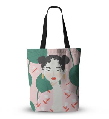 China Girl Power Canvas Shoulder Bag Fashion Girl Print Canvas Gift Bag Multistyle Convenient Women Shopping Bag With Handle for sale