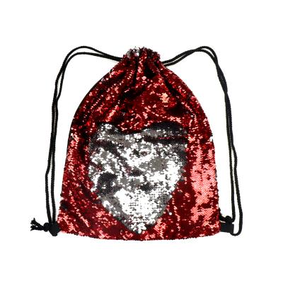 China Fashion Sequin Cheap Red Bags Backpack Little Girls For Traveling Bag Children Mini Girl Kids Travel Light Suction Foldable String Bag for sale