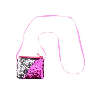 China Fashion Slanted Cross Square Toddler Girl Purses Cute Zero Wallet Popular Girls Sequin Color Change Pu Purse Purses For Girls for sale