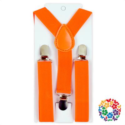 China Wholesale Price One Suspenders Solid Orange Metal Color Boys Adjustable Clip Suspender Elastic Waist for sale