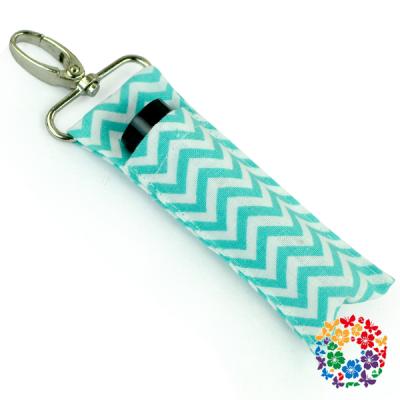 China 2019 New Product Cheap Cotton Lipstick Stick Aqua Chevron Print Key Chain Lip Gloss Holder 2019 for sale