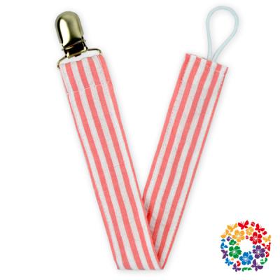 China Latest Design Metal Reasonable Stripes Printed Clip Pacifier Holder Clip 11 Inch Pacifier Clips for sale