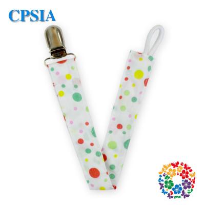 China P.P. Colorful Printed Cotton Pacifer Holder Cute Pacifier Clip Baby Metal Clips Wholesale For Pacifier for sale