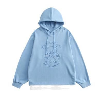 China Anti-wrinkle custom 3D logo embossed hoodies for sale