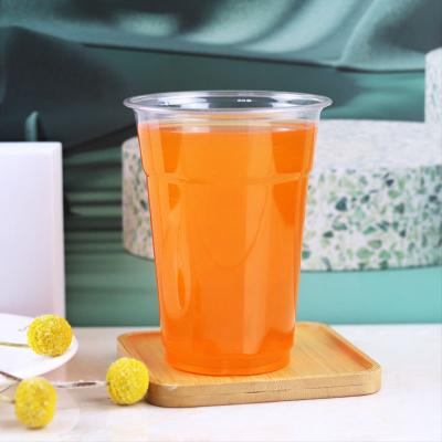 China Recyclable 16oz Clear Plastic Cup disposable custom print disposable cup PET 98mm milk tea cups for sale