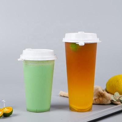 China Recyclable Custom Logo 90mm Caliber Injection Cup 16oz Milk Tea Frosted Disposable Cup for sale