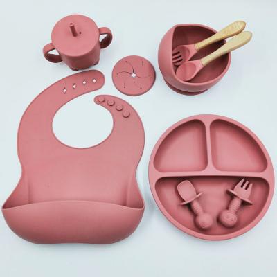 China BPA Free Fork and Spoon Baby Bib Cup Silicon Kids Food Dish Top Quality Silicone Baby Bowl and Spoon Set for sale