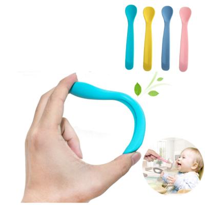 China New Product BPA Free Free Kids Feeding Safety Silicone Baby Feeding Utensils Spoons for sale