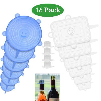 China Wholesale Cheap Reusable 16 Pack Silicone Stretch Lids for sale