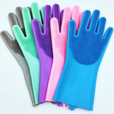 China Amazon Hot Selling Pairs Of Kitchen Bathroom Car Silicone Reusable Dishwashing Gloves for sale