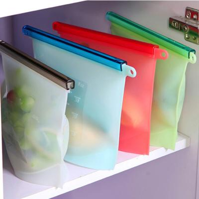 China 1000ml Bpa Free Viable Heat Resistant Preservation Silicone Reusable Food Storage Bags for sale