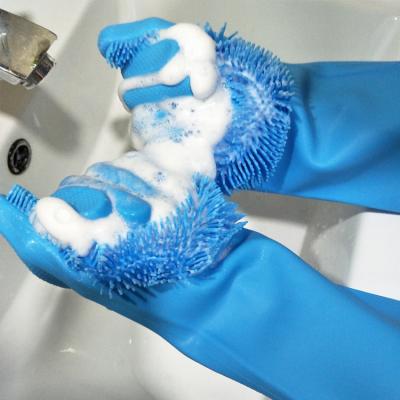 China Silicon Hot Dish Scrubber Brush Cleaning Amazon Sale Washing Gloves for sale