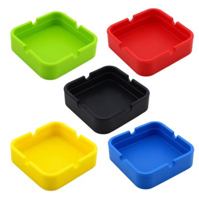 China Customized Logo Square Cigar Ashtray Colored Eco-friendly Silicone Anti-fall for sale