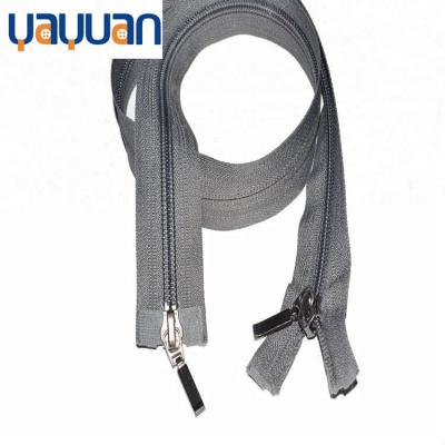 China Sustainable Open End Double Zipper Pull Black Nickel Long Pull Tag Customized for sale