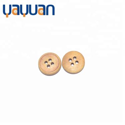 China Environmental Circular Dry Cleaning Round 4 Holes Custom Button Button Clothing Accessories Natural Wooden Color Customized for sale