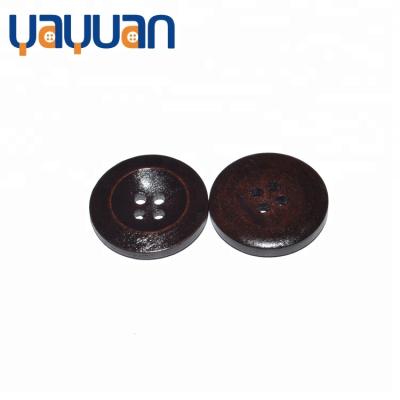 China Dry Cleaning Fashion Round Overcoat Button 4holes Natural Environment Wooden Dark Brown Color Customized for sale