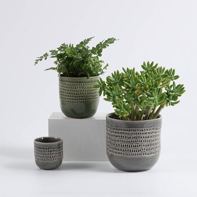 China Hot Selling Minimalist Garden Decor Flower Pots and Planters Indoor Outdoor Ceramic Flower Pots Set for sale