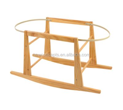 China Baby Moses Basket Wood Rocking Baby Basket Holder Stand for sale