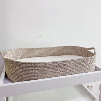 China Factory Modern Handmade Cotton Rope Woven Baby Basket Baby Changing Basket Moses Basket for sale