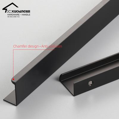 China Modern Black Cabinet Door Handle Long Aluminum Cabinet C Handle Concealed 1100Mm for sale