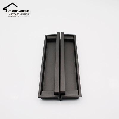 China Modern Black Hidden Wardrobe Pull Handle Hardware Zinc Alloy Cabinet Drawer Hidden Furniture Handle for sale