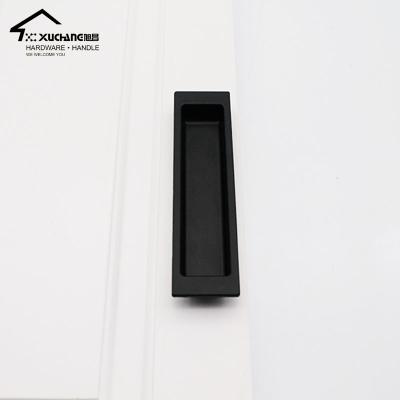 China Modern Ordinary Minimalist Embedded Invisible Black Square Form 128 Mm Door Flush Drawer Handle for sale