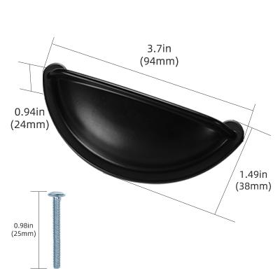 China CC 64MM Modern Black Shell Pull Handle Matt Zinc Cabinet Hardware Drawer for sale