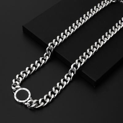 China Fashionable CLASSIC Gold Silver Color Roman Numerals Black Round Necklaces Statement Necklaces Thick Chain Collares Jewelry for sale