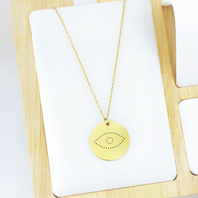 China Ethnic New Arrival Best Selling Gold Plated 316L Stainless Steel Tasty Eye Minimalistic Personalized Pendant Necklace for sale