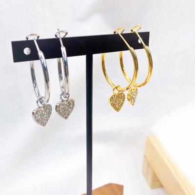 China Cute Fashionable Girls Gold Plated Surgical Exquisite Love Gold Jewelery 316l Stainless Steel Heart Shaped Earring for sale