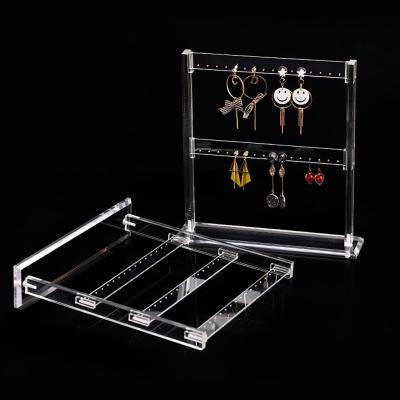 China Clear Acrylic Earring Necklaces Display Stand Acrylic Earring Necklaces Display Stand Shelf Earring Stand Jewelry Appearance Rack Display 2 Layers and 3 Layers Displays for sale