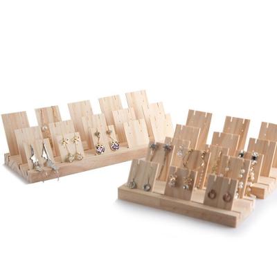 China Eco-friendly Natural Wood Wooden No Jewelry Display Stand Earring Painting Cards Holder for sale